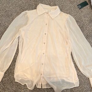 T.J.Maxx Cream Lace Detail Sleeve